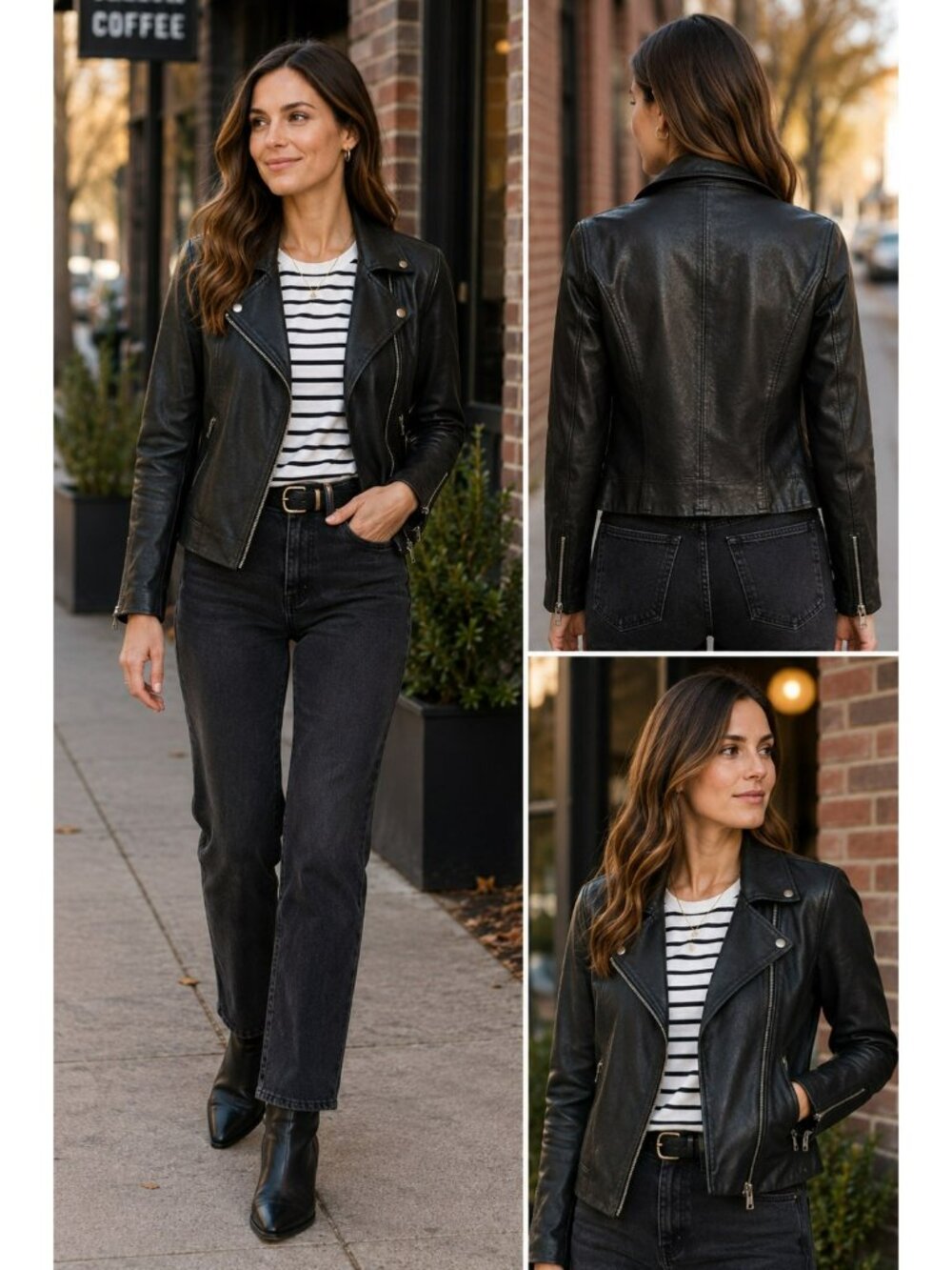 Madewell Washed Leather Moto Biker Jacket Black Womens Small
